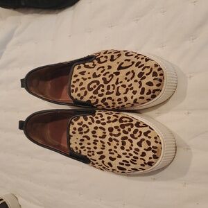 Leopard Print Halogen Habaylee Calf Hair Platform Slip On Sneaker 8 1/2